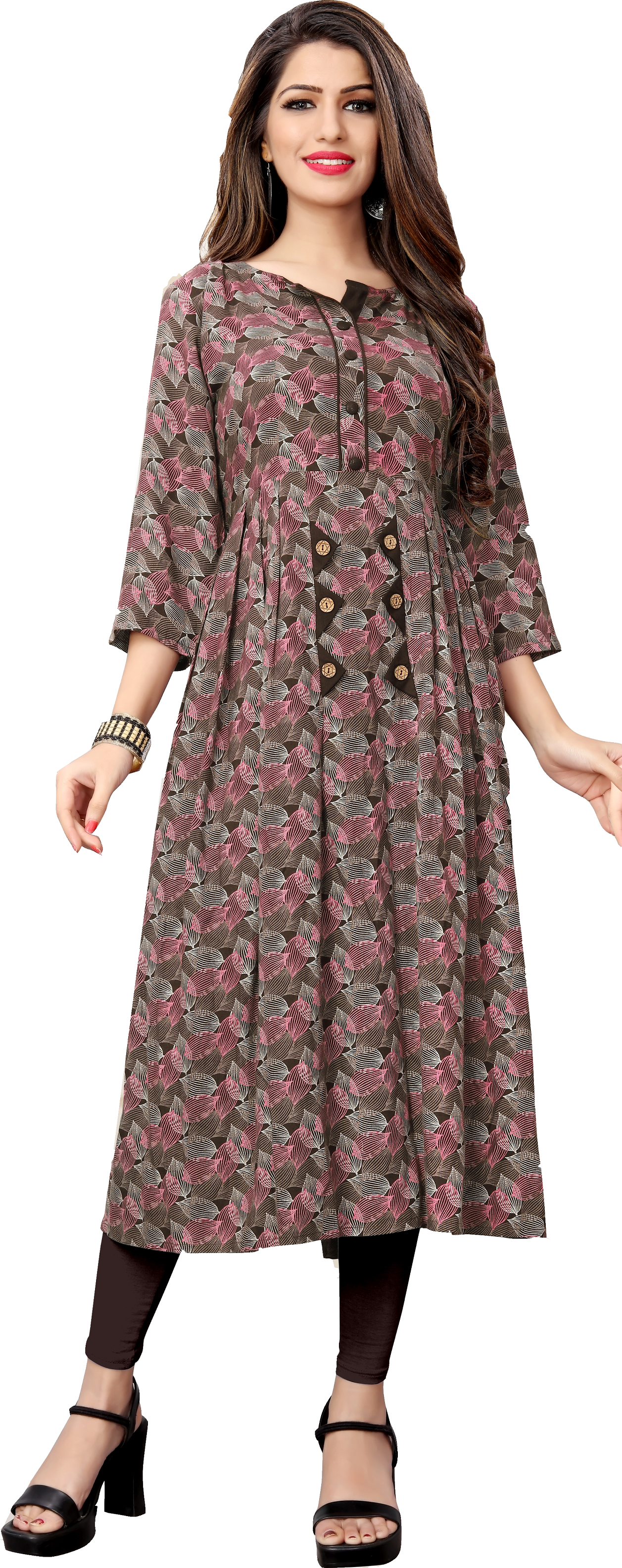 Printed Kurti - Rayon Fabric, Available In 4 Hit Colors | Modern 3-4th Sleeve Design, Versatile For All Seasons