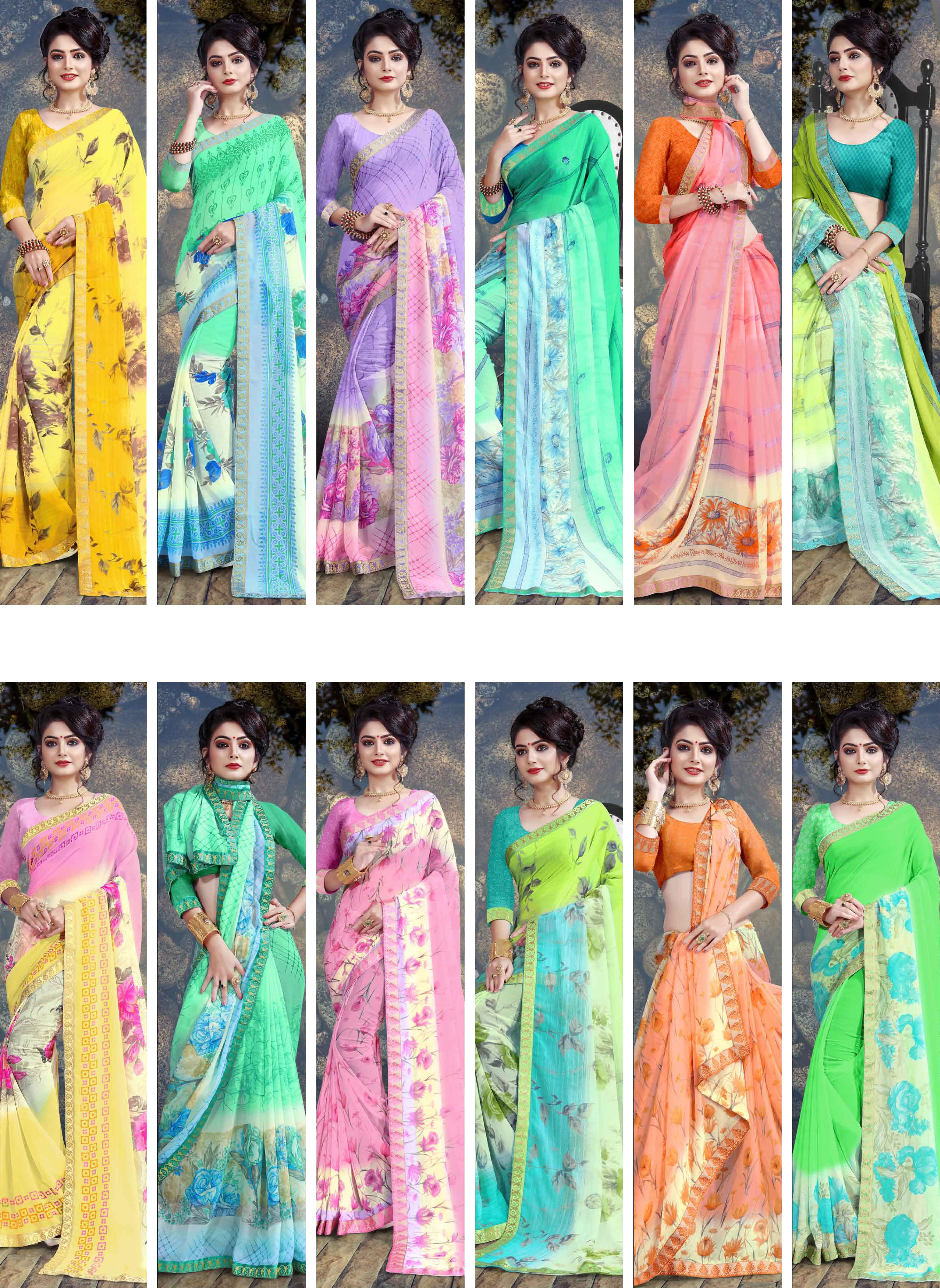 Available In 12 Hit Colors Fancy Printed Saree