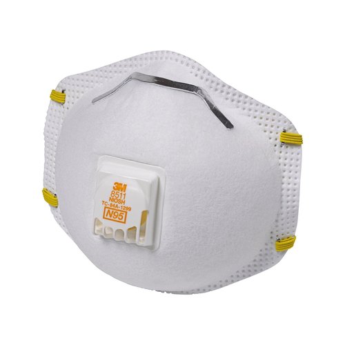 3M 8511 Particulate N95 Respirator With Valve - Non-Woven Material, White Color | Lightweight, Easy Breathing with Exhalation Valve, Secure Braided Headband