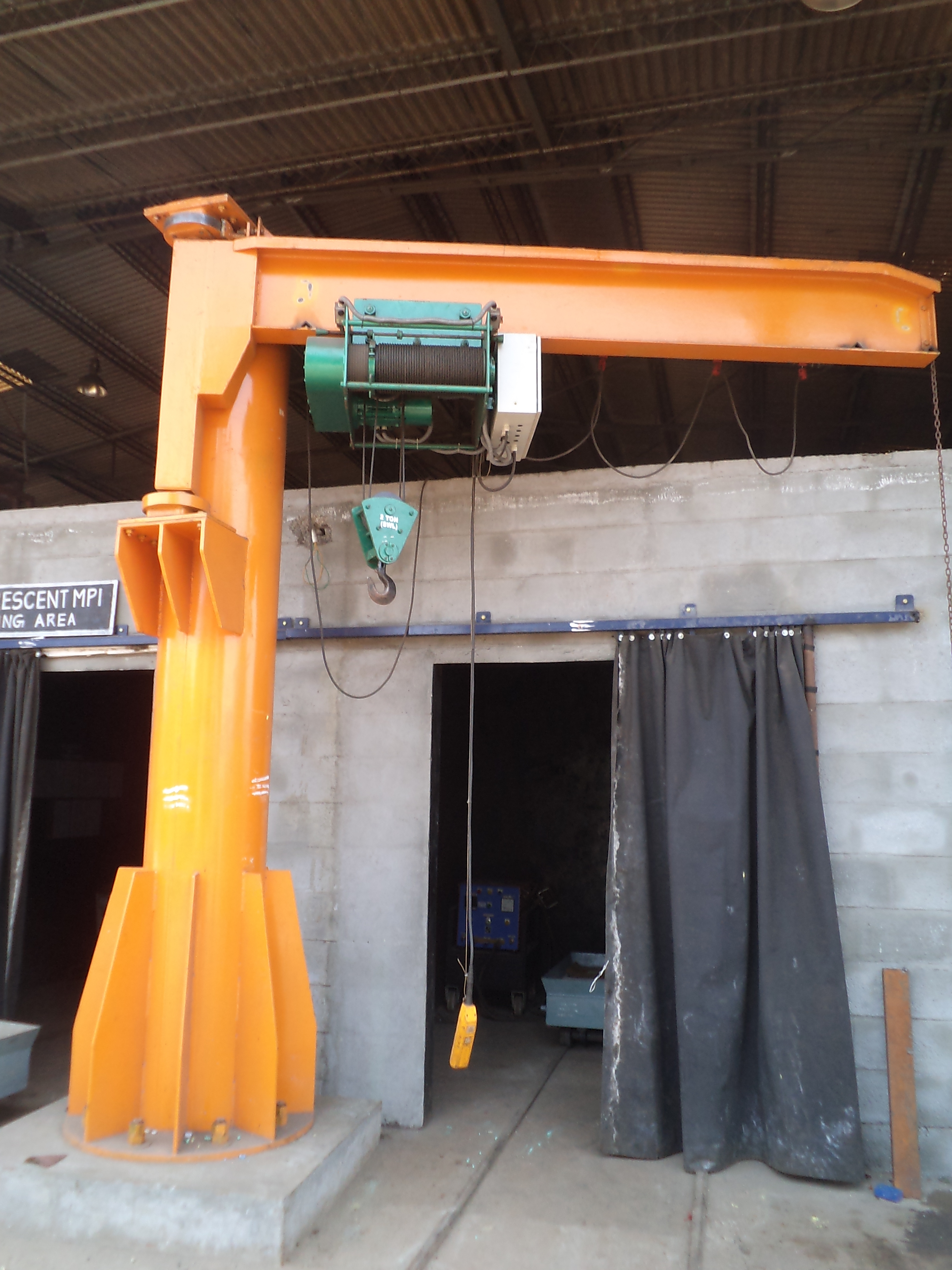 Jib Crane - Steel, 10 Ft Boom Length, 360â° Rotation | 1 Ton Capacity, Yellow Color, 12 Ft Height, Reliable Safety Features