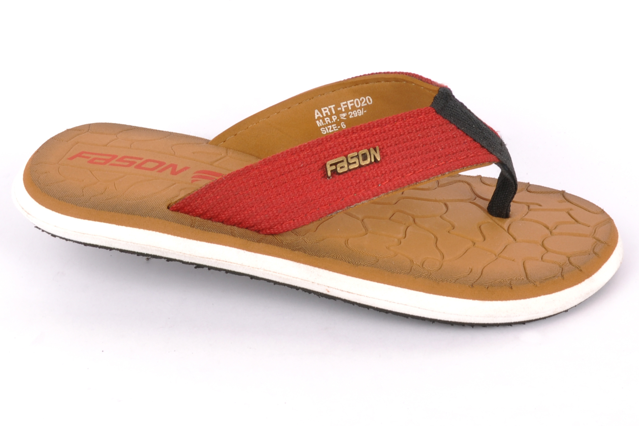 Tan Red Flip Flop Slipper