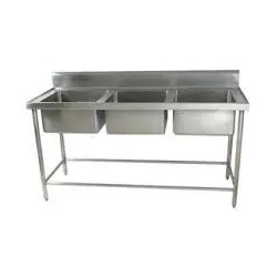 SS Triple Sink Unit - Stainless Steel, 3-4 Foot Height | Hygienic Hand and Utensil Washing for Home, Hotel, Restaurant