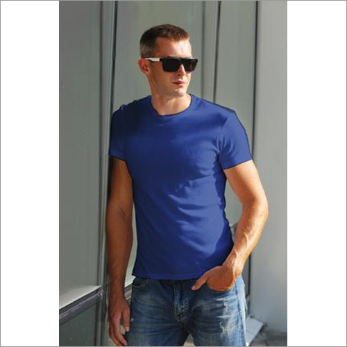 क्लासिक सादा पुरुषों की टी-शर्ट - नीला