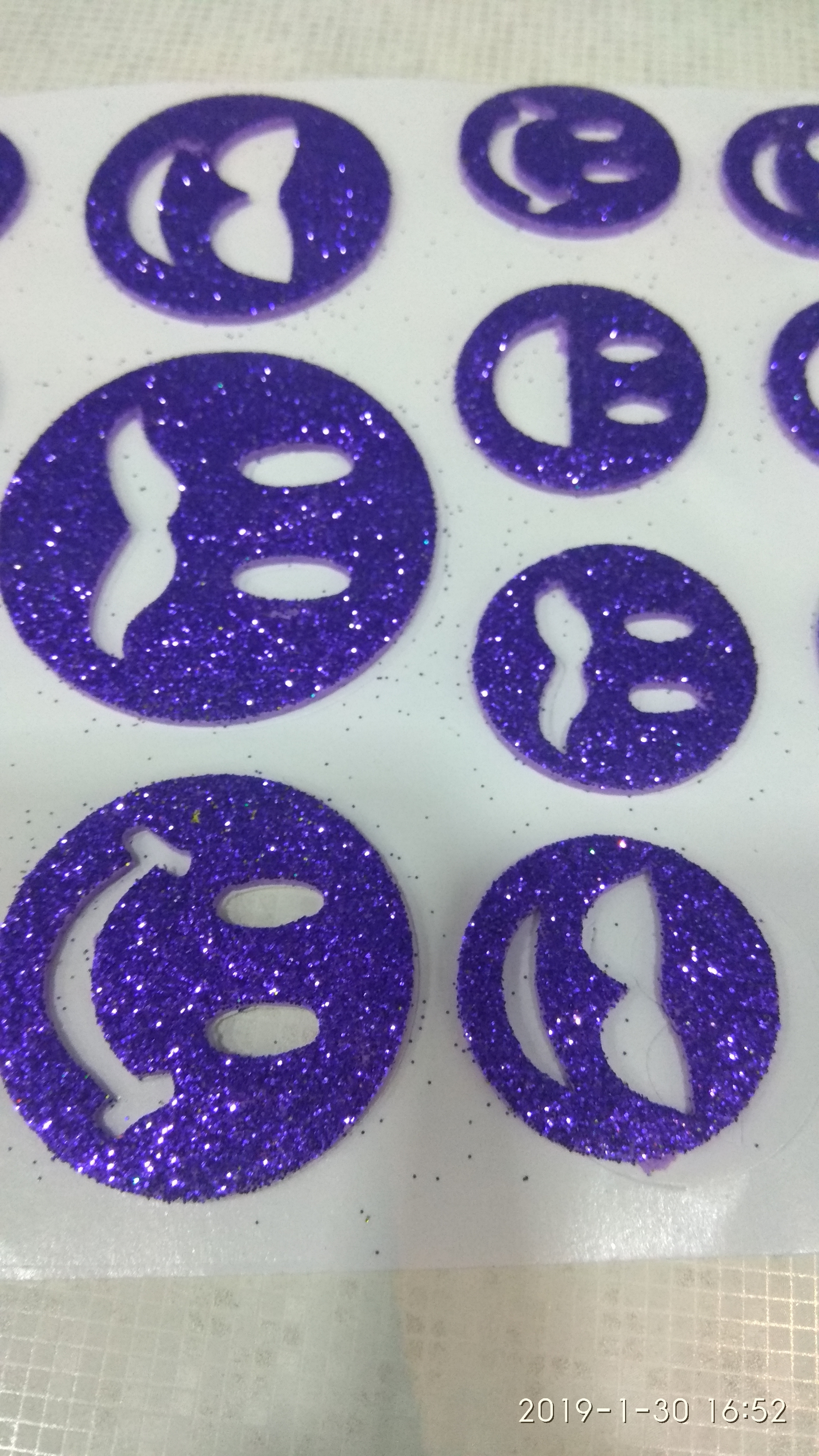 Craft Villa Glister Smiley Glitter Sticker - Paper, 6x8 Inches | Assorted Colors, Fun Smiley Faces, Durable, Easy To Apply, Decorative, Versatile Use, Pack Of 10