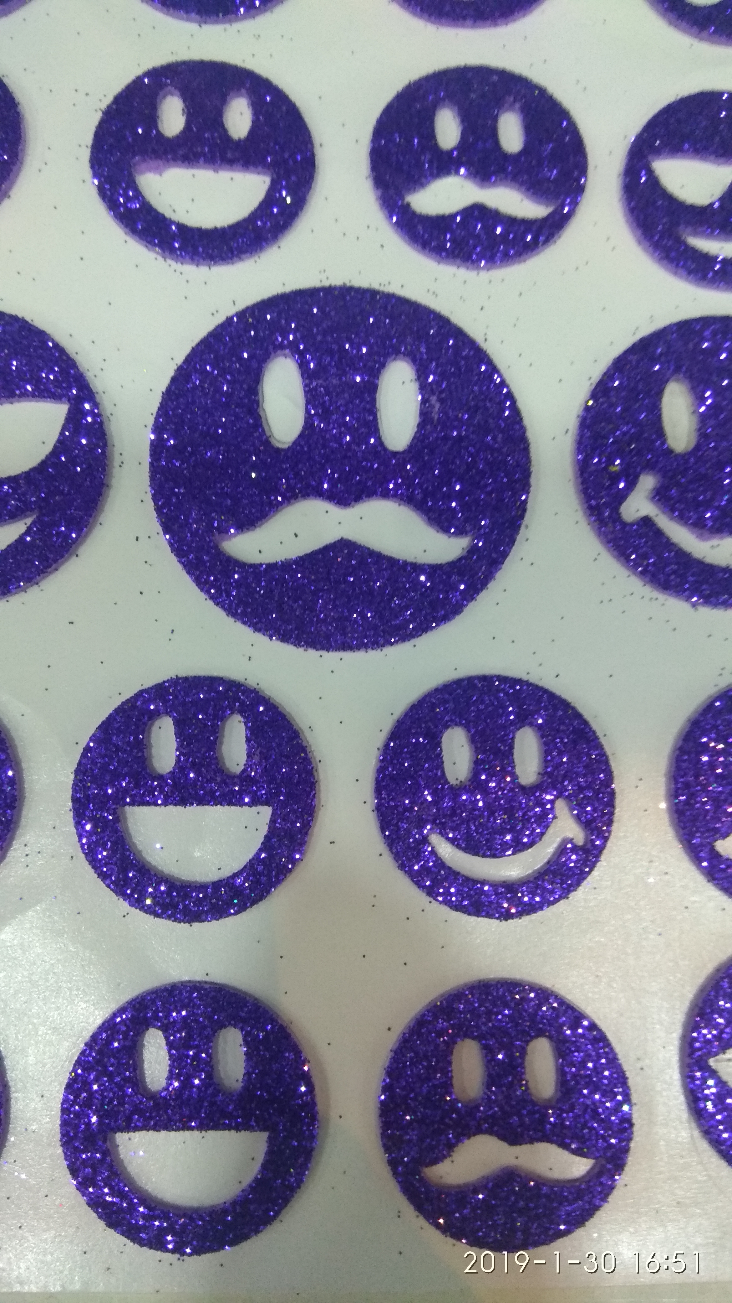 Craft Villa Glister Smiley Glitter Sticker - Paper, 6x8 Inches | Assorted Colors, Fun Smiley Faces, Durable, Easy To Apply, Decorative, Versatile Use, Pack Of 10