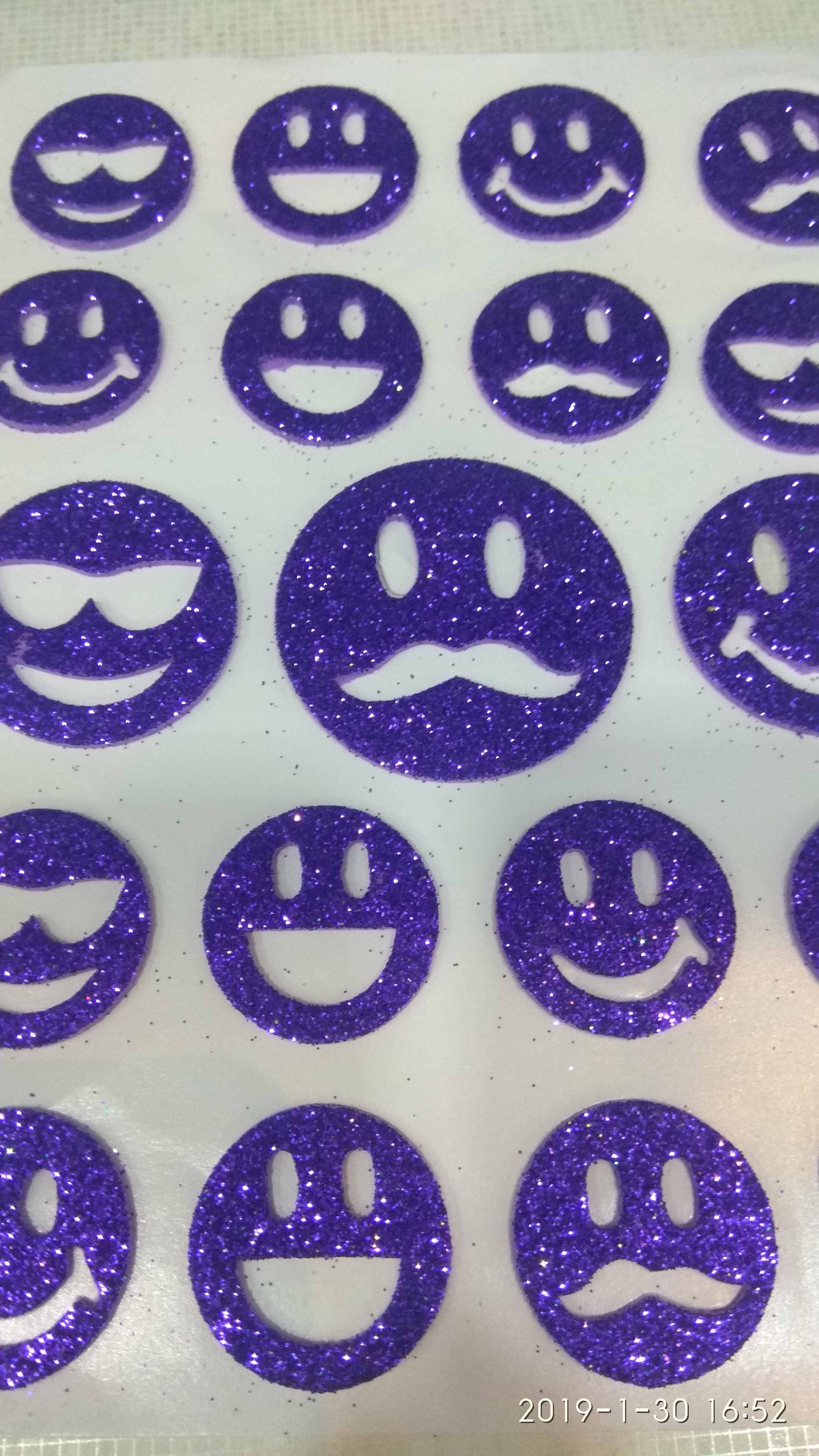 Craft Villa Glister Smiley Glitter Sticker - Paper, 6x8 Inches | Assorted Colors, Fun Smiley Faces, Durable, Easy To Apply, Decorative, Versatile Use, Pack Of 10