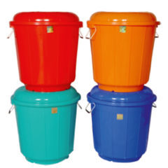 Plastic Drum - 20 Liters, 40cm x 40cm x 45cm , Red Snap-On Lid with Two Side Handles
