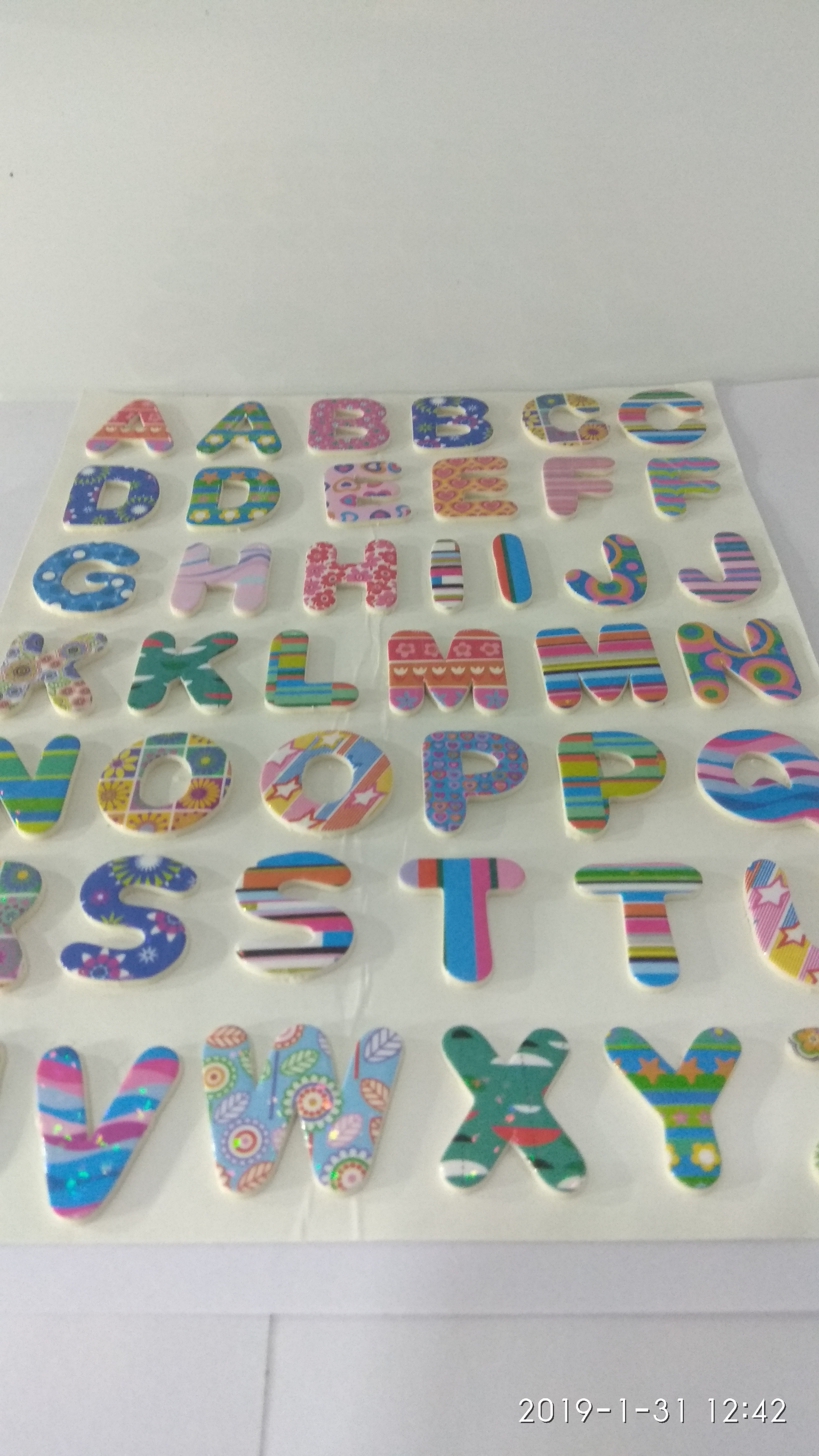 Assorted Colors Craft Villa Glare Alphabet Print Sticker