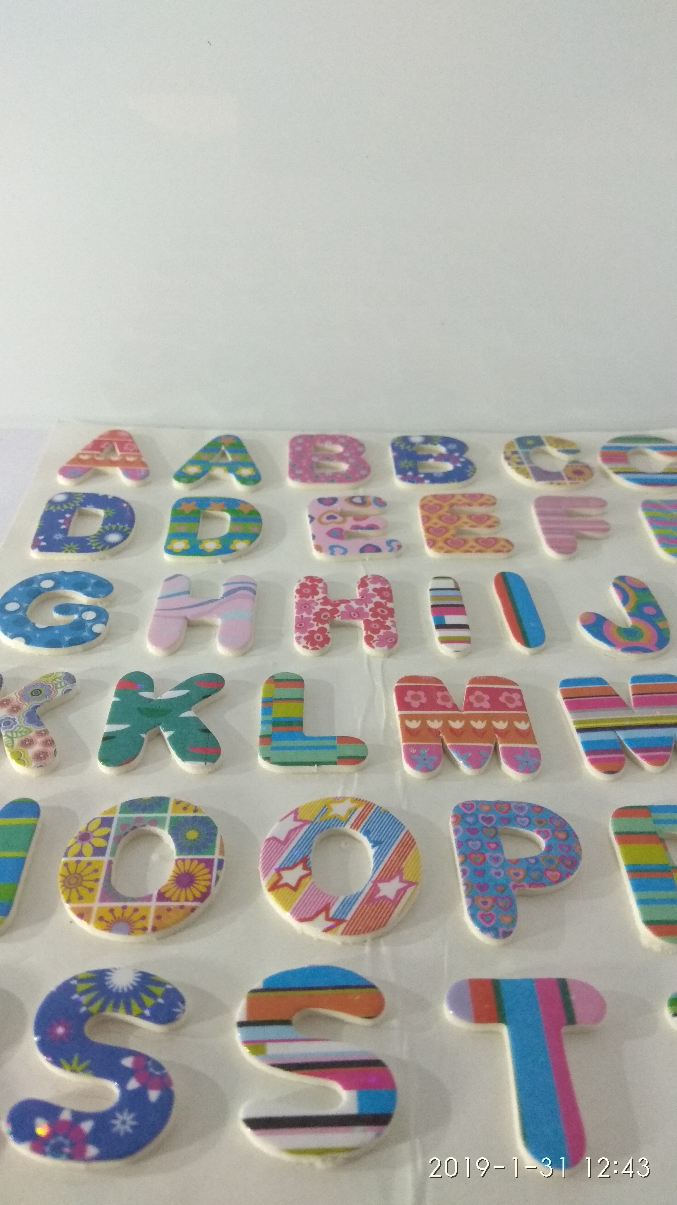 Assorted Colors Craft Villa Glare Alphabet Print Sticker