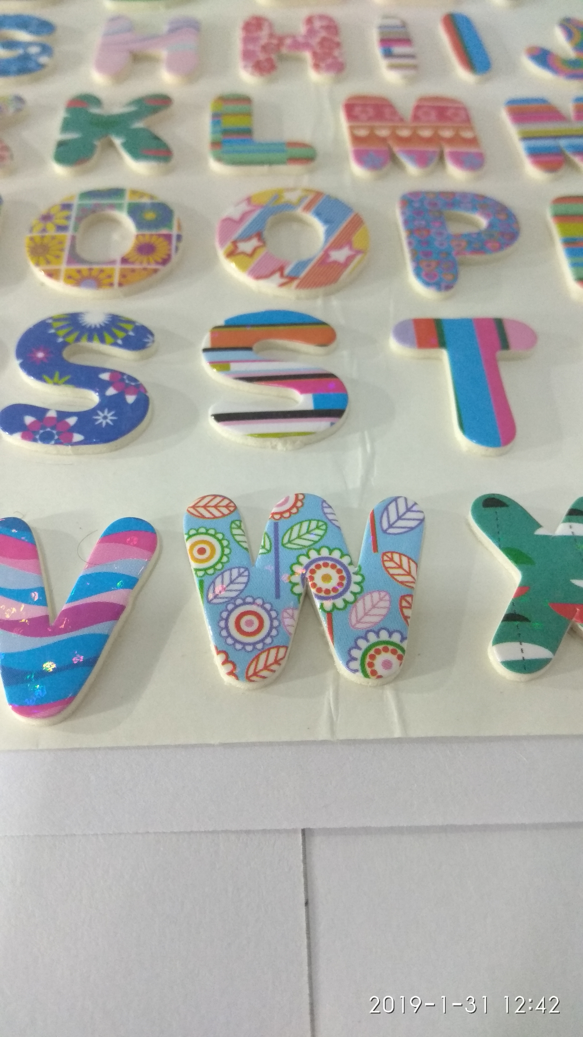 Assorted Colors Craft Villa Glare Alphabet Print Sticker