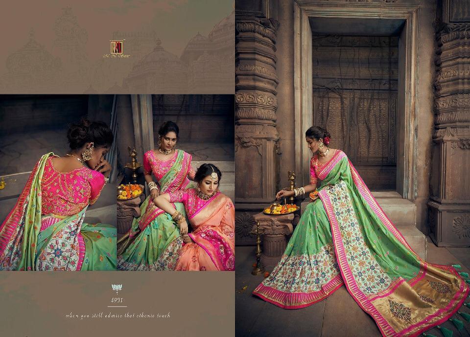 Green And Pink Branded Heavy Designer Sarees
