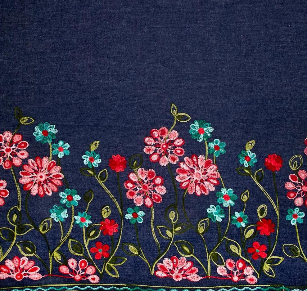Handwork Embroidery On Denim Fabric