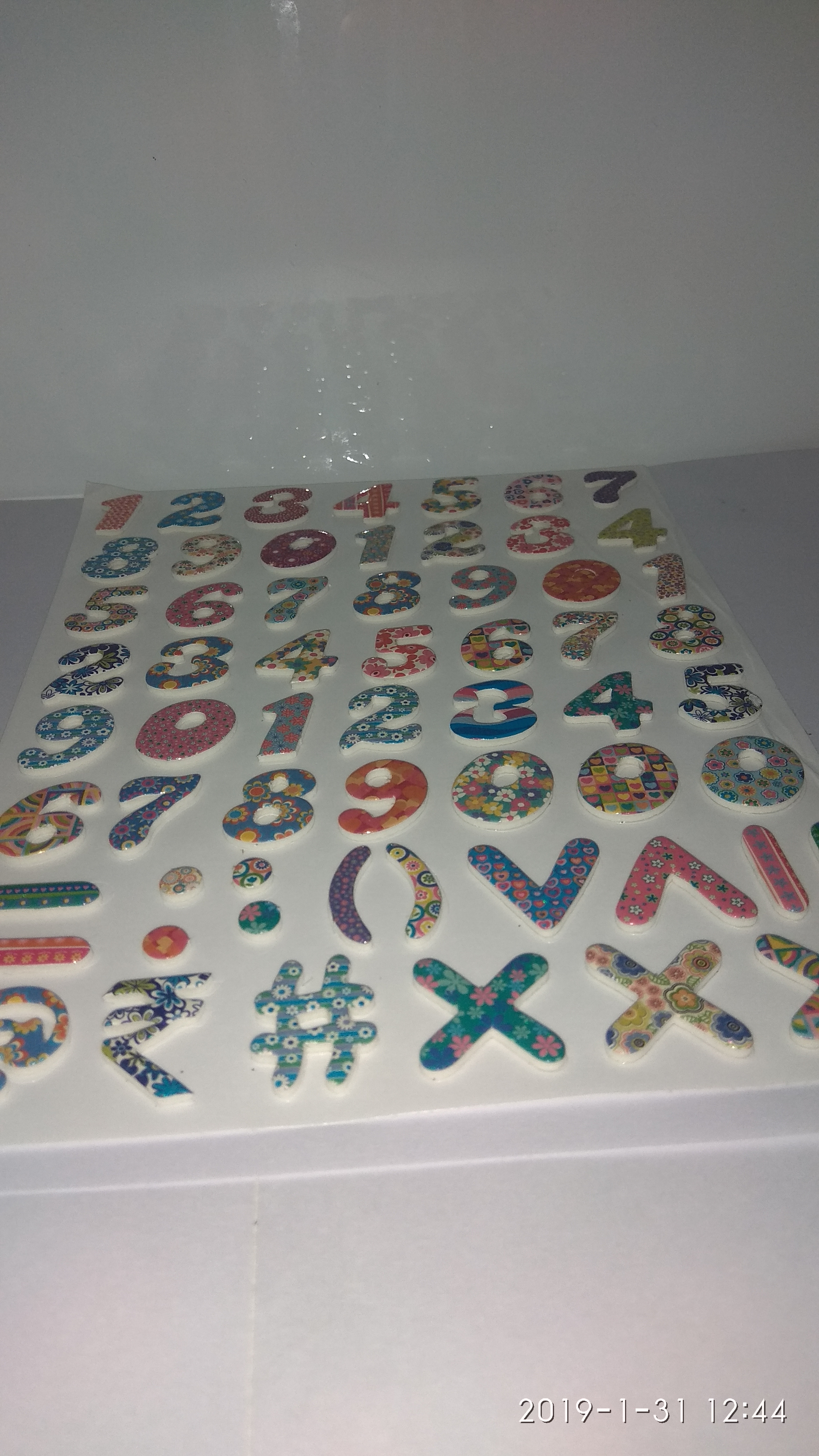 Craft Villa Glare Numeric Print Sticker - Pvc, 6x8 Inch, Assorted Colors | Easy Peel, Durable, Versatile, Colorful, Decorative, Educational, Reusable