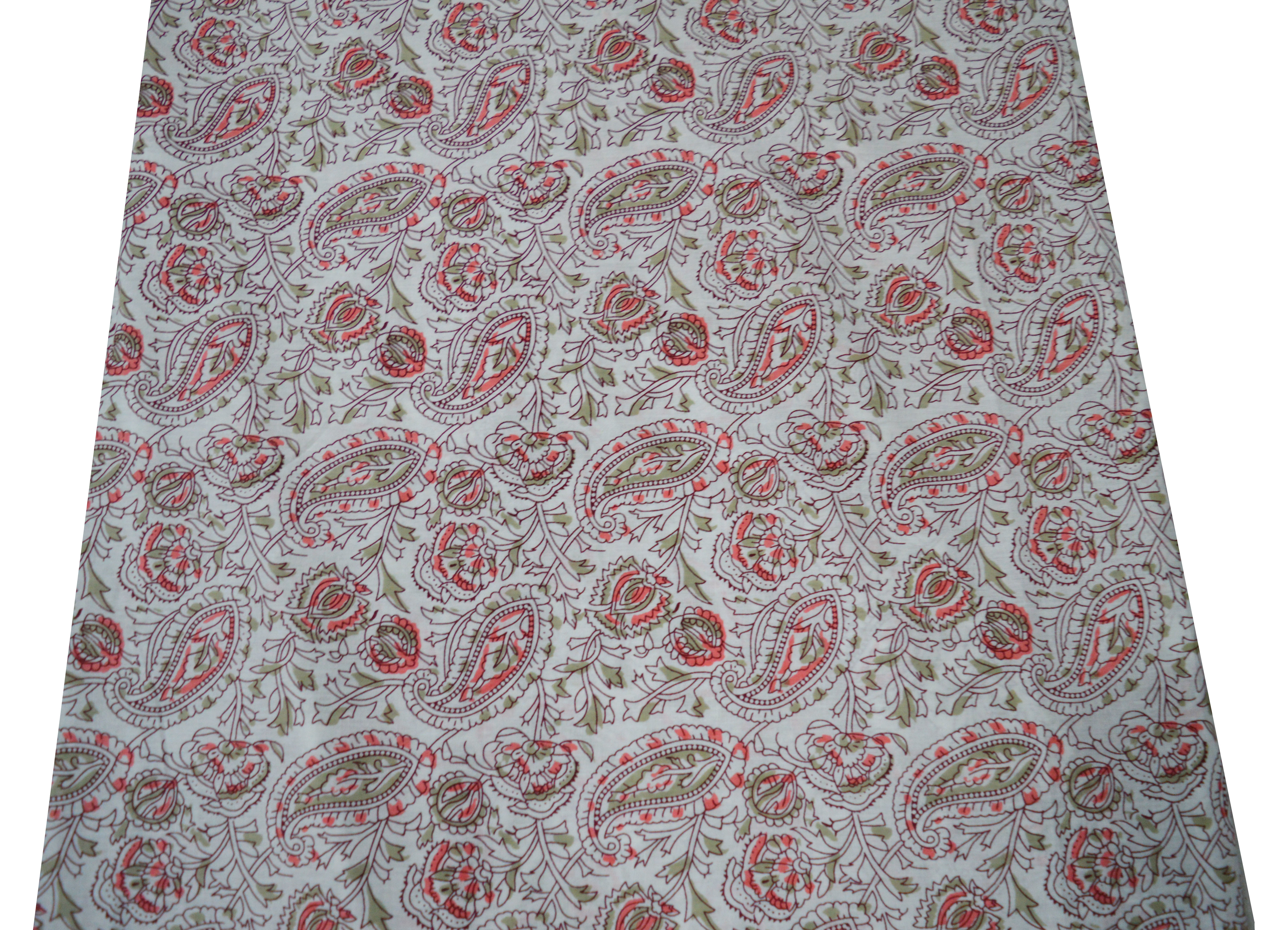 Paisley Pattern 100% Cotton Handmade Fabric - 44 Inch Width, Multicolor Design For Dressmaking, Home Decor, Curtains, And Crafting