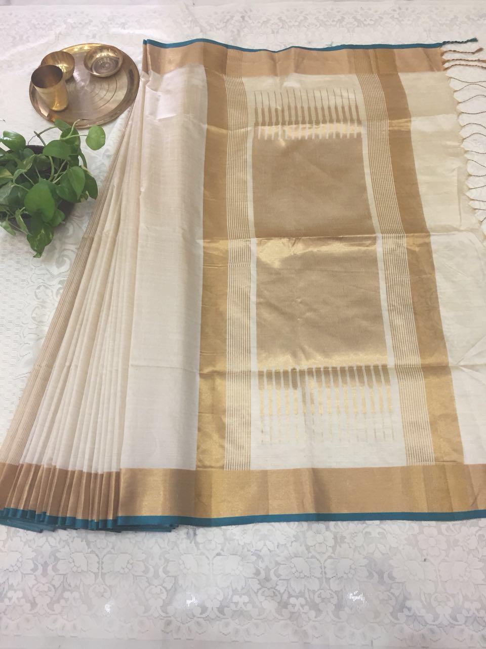 Khadi Silk Saree - Multi Printed Fabric, Bollywood Style With Royal Tassels, Includes Pallu & Running Blouse