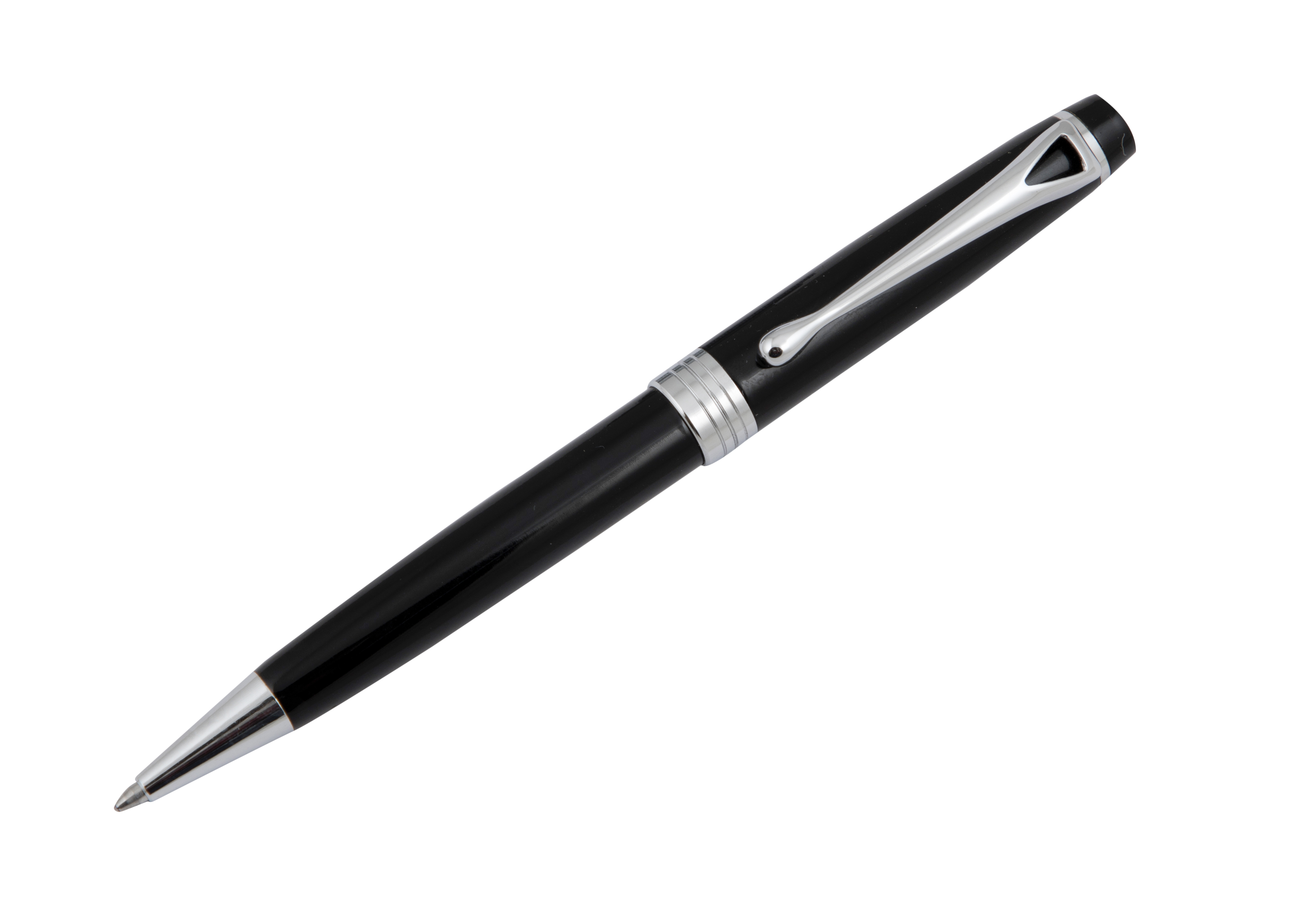 Wm Ball Pen - Aluminum Body, Twist Action Mechanism, Black Barrel, Chrome Plated Parts | Smooth Writing, Personalized Gift, Laser Engraving Available