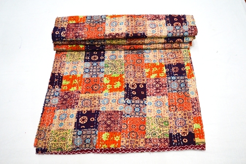 पैचवर्क विंटेज कांथा क्विल्ट एम्ब्रायडरी वर्क