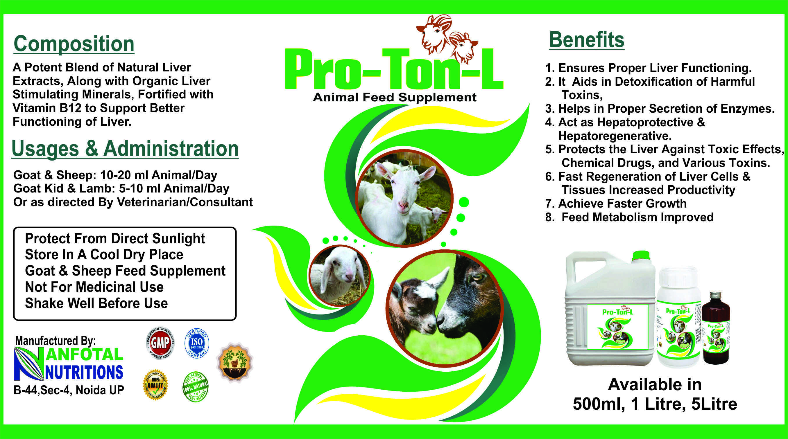 Goat & Sheep Liver Tonic (Proton L) - Herbal Extracts & Organic Minerals, Enhances Liver Function & Promotes Enzyme Secretion