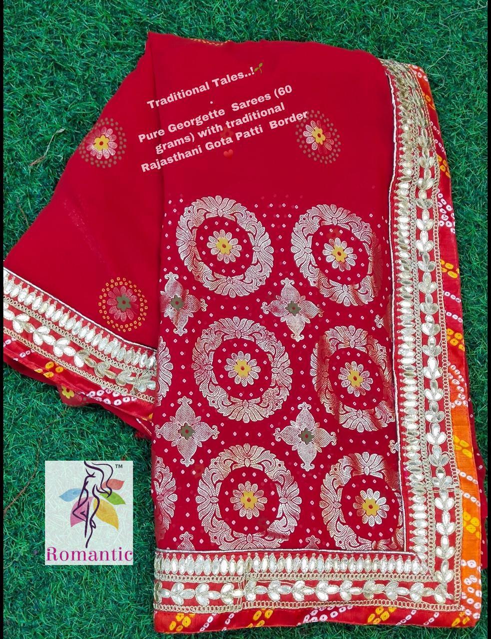 Multi Red Georgette Sarees