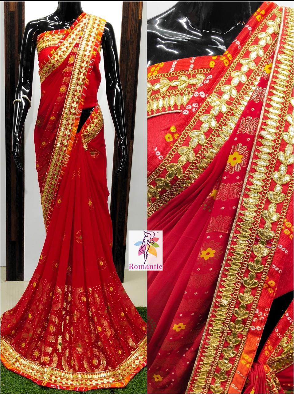 Multi Red Georgette Sarees