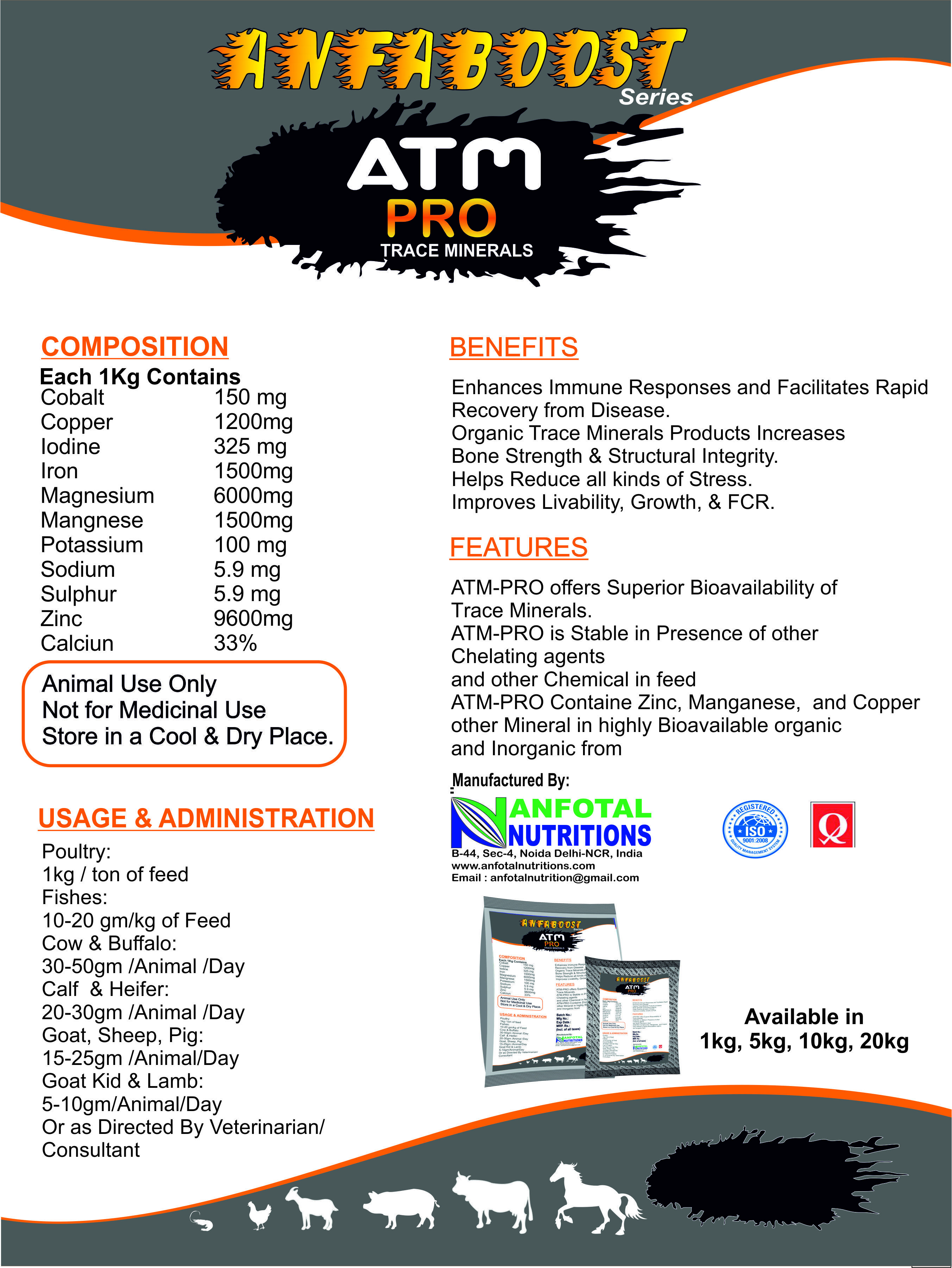 Cattle Trace Mineral (Atm Pro) - Powder Form | Trace Mineral Supplement For Enhanced Growth, Bone Strength, And Immune Response
