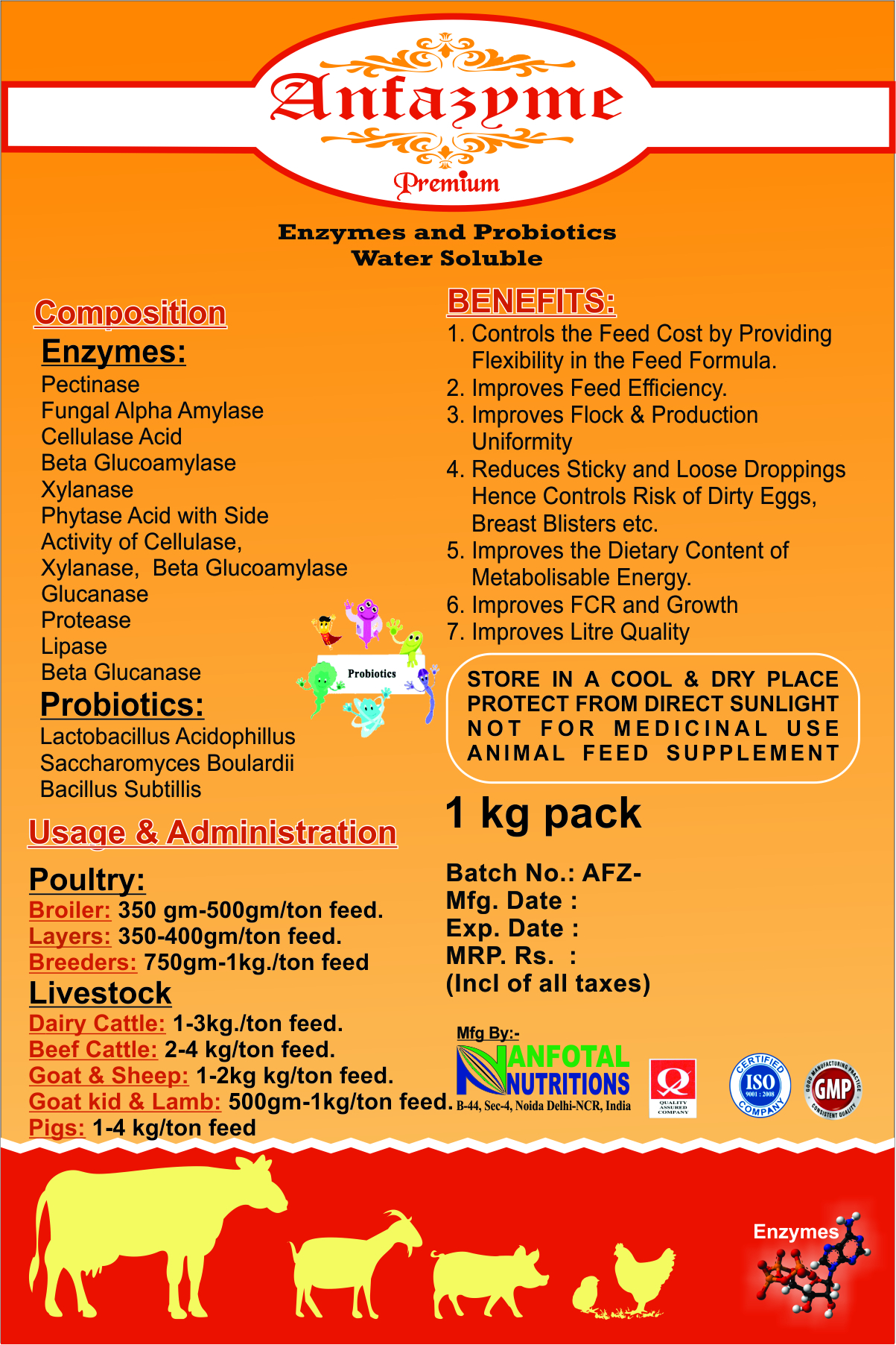 Swine Water Soluble Feed Enzymes Efficacy: Promote Growth