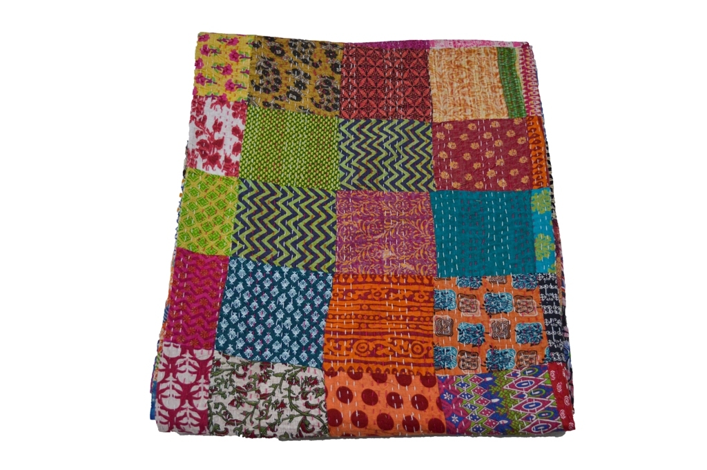 100% Cotton Queen Size Patola Kantha Quilt