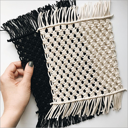 Black And White Macrame Runner