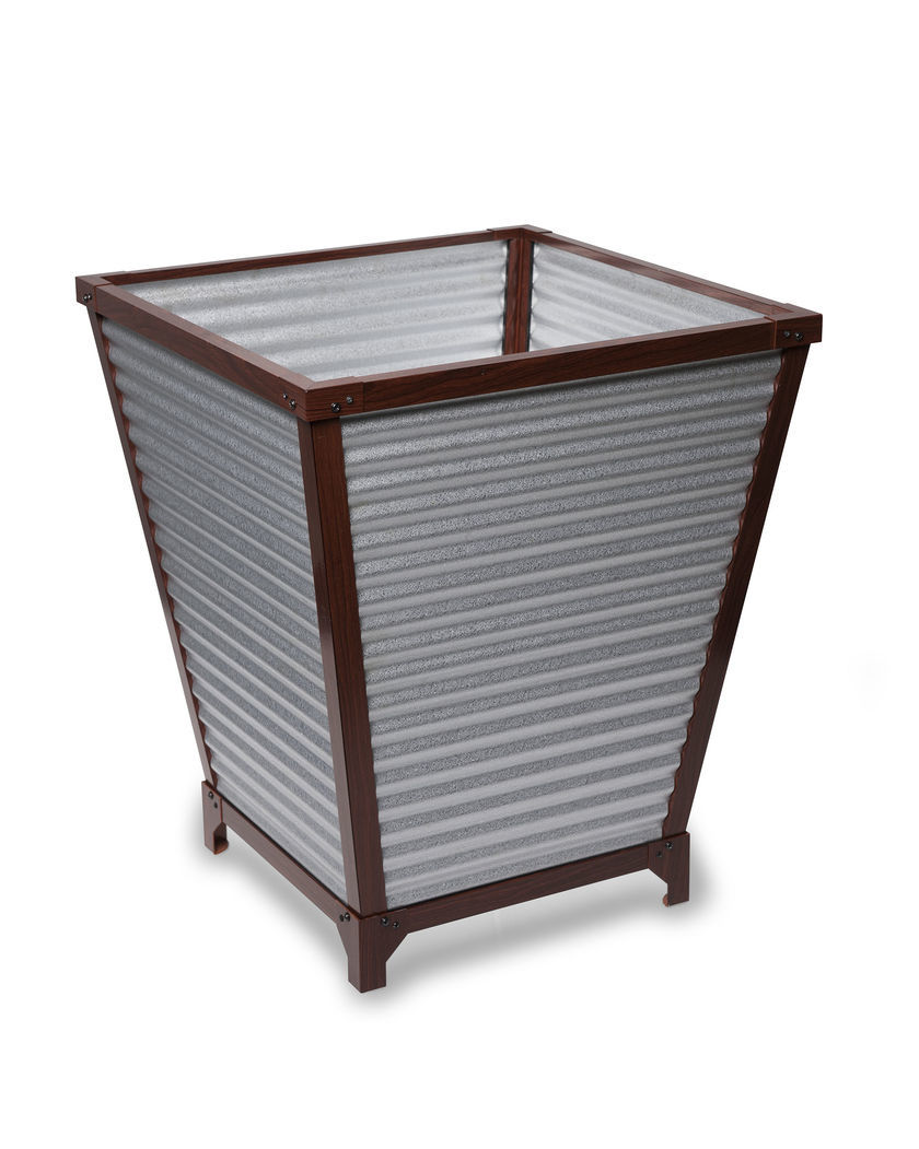 Brown Set Of 3 Metal Planters With Diamond Design For Home Decor