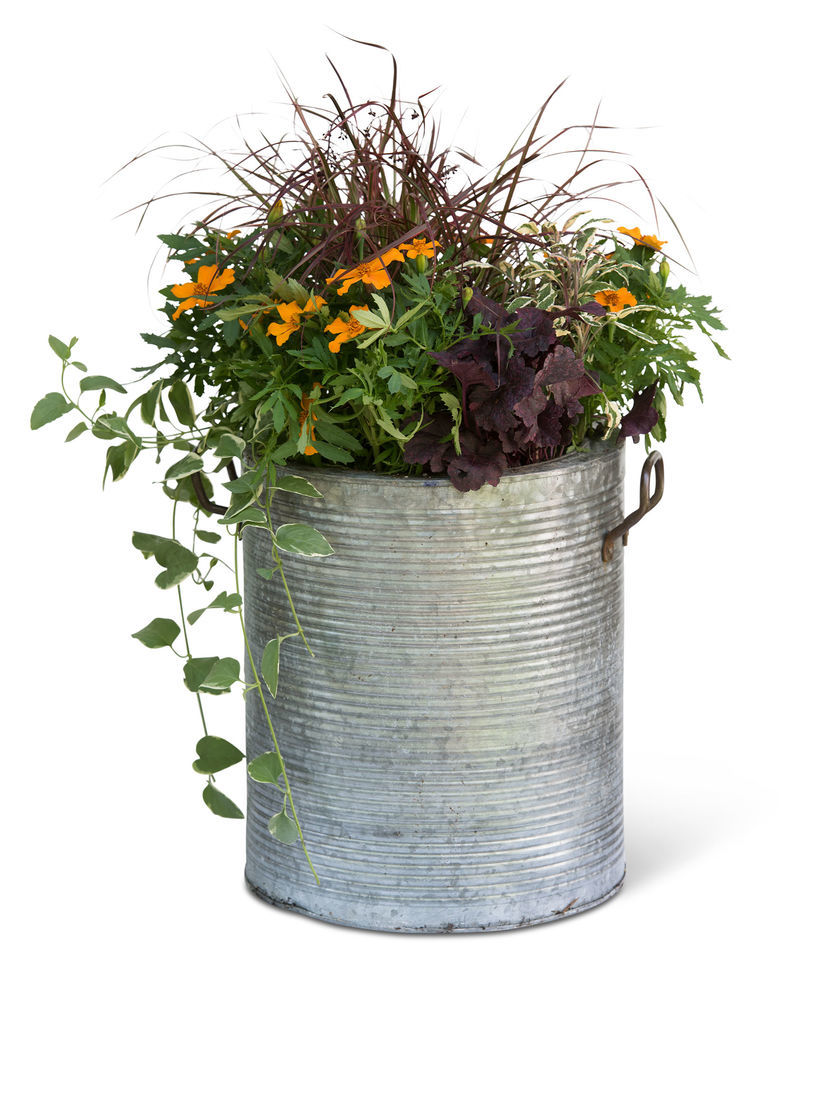 Brown Set Of 3 Metal Planters With Diamond Design For Home Decor