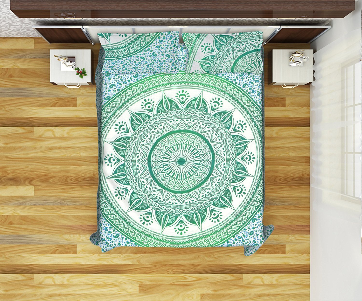 Show As Photo Mandala Reversible Queen Size Duvet Cover With 2 Pillowcases