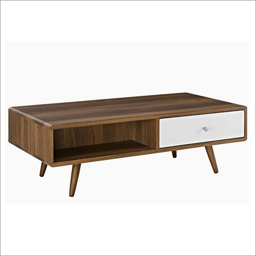 Wooden Center Table with Drawer - Solid Wood, Mid-Century Modern Design, Brown Finish, Perfect for Small Spaces, Indoor Use 