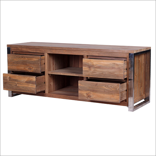 Brown 4 Drawer Wooden Tv Cabinet