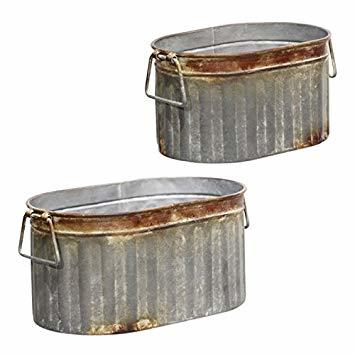 Black Set Of 3 Planters With Wooden Handles