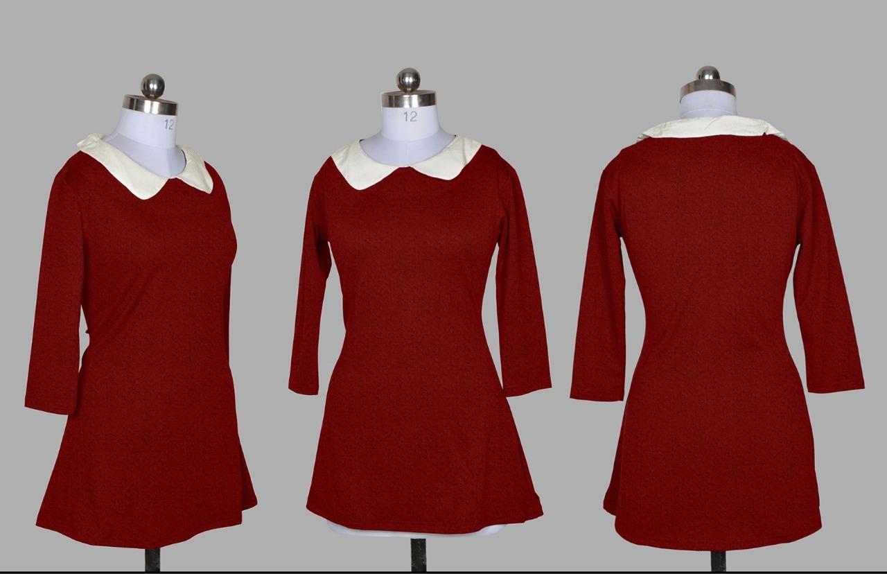 Exclusive Designer Frock Suit - Maroon, 42 Inch Length, Short Sleeves | Washable, No Fade, All Season, Available In Multiple Sizes