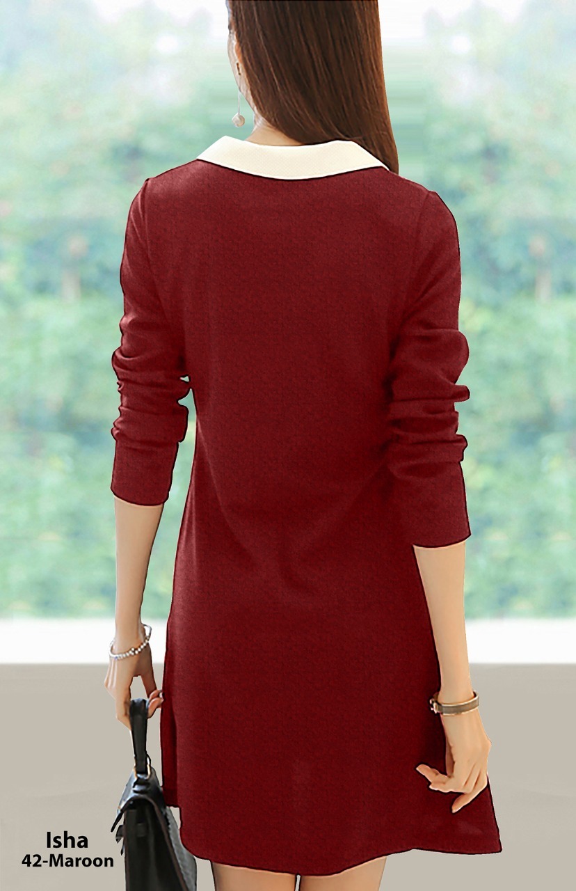 Exclusive Designer Frock Suit - Maroon, 42 Inch Length, Short Sleeves | Washable, No Fade, All Season, Available In Multiple Sizes