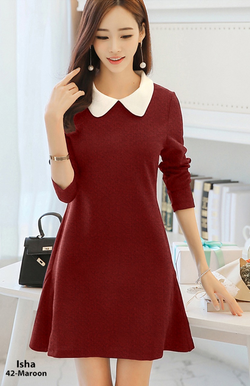 Exclusive Designer Frock Suit - Maroon, 42 Inch Length, Short Sleeves | Washable, No Fade, All Season, Available In Multiple Sizes