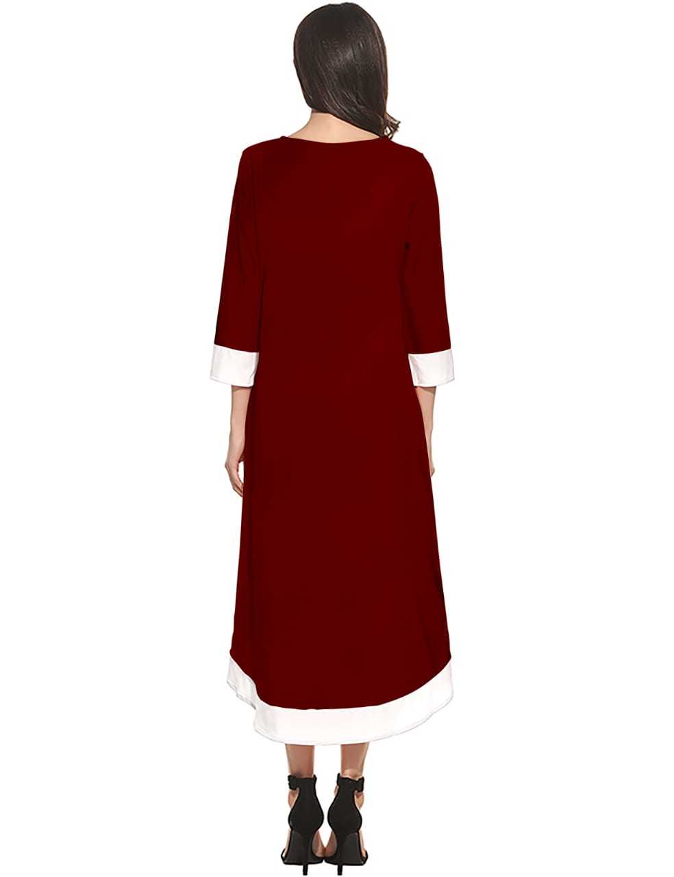 Western Ladies Dress - Crepe, Size M/l/s/xl/xxl, Maroon Color, Front-28 & Back-48 Inch Length, Short Sleeves, Plain Pattern, All Season, No Fade & Washable