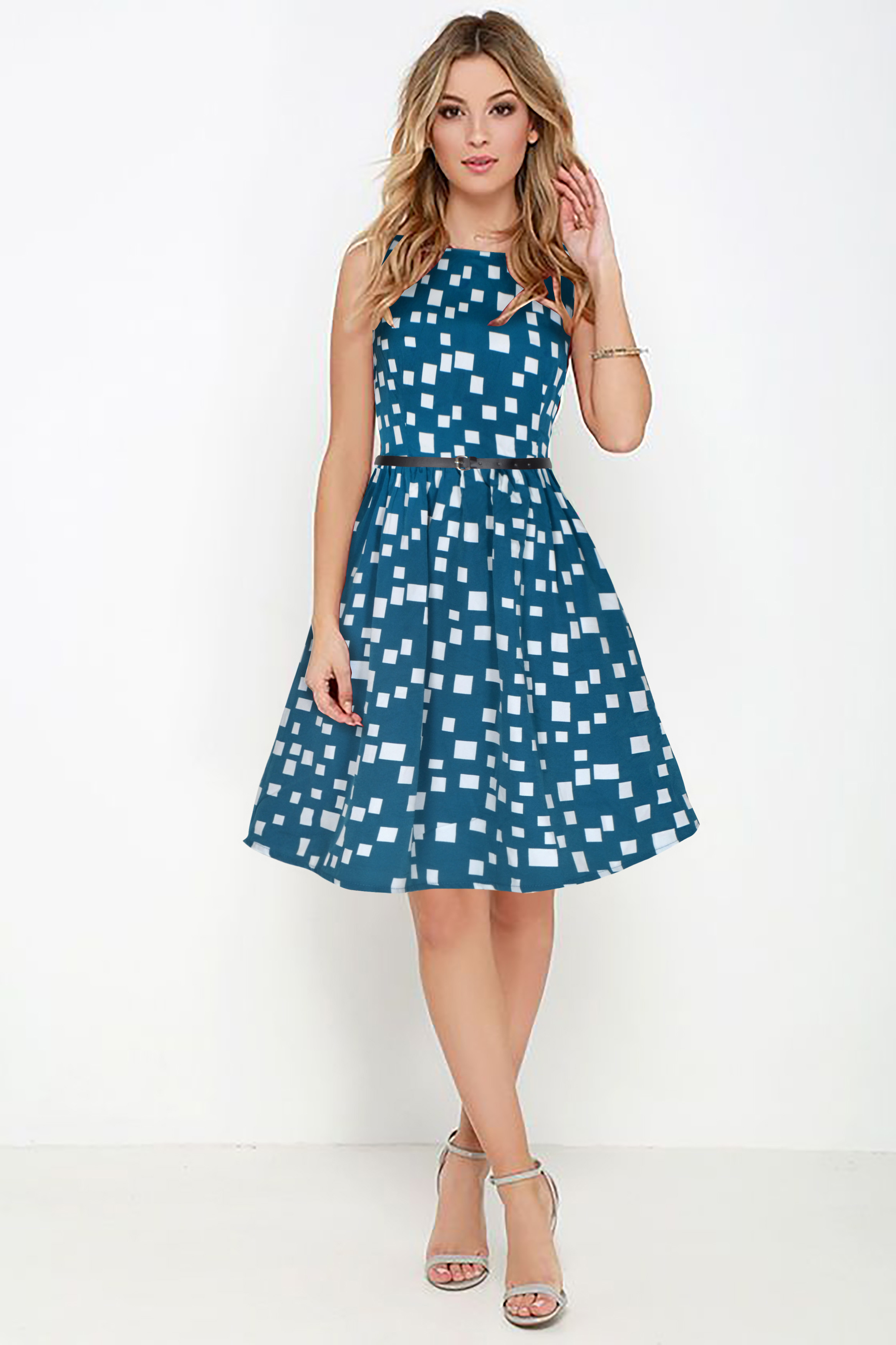 Latest Western Dress Pattern - Crepe, 36-37 Inch Length, C-green Color, Available In Sizes [S, M, L, Xl, Xxl] | Sleeveless, Printed, Washable, All Season