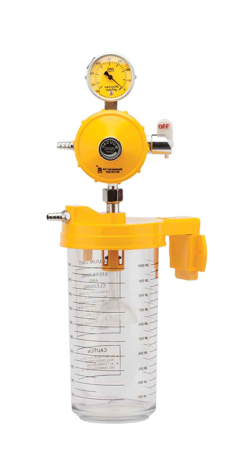 Vacuum Jar With Regulator - 2000ml, 1000ml, 600ml | Plastic & Glass Material, Yellow Color, Pressure Gauge Included, Emergency Switch Off Feature