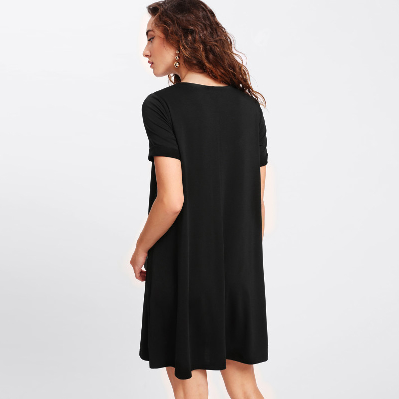 Western Short Dress - Other Material, Sizes: S, M, L, Xl, Xxl, Length: 32-33 Inch, Color: Black, Short Sleeves, Plain Dyed, All Season, No Fade, Washable