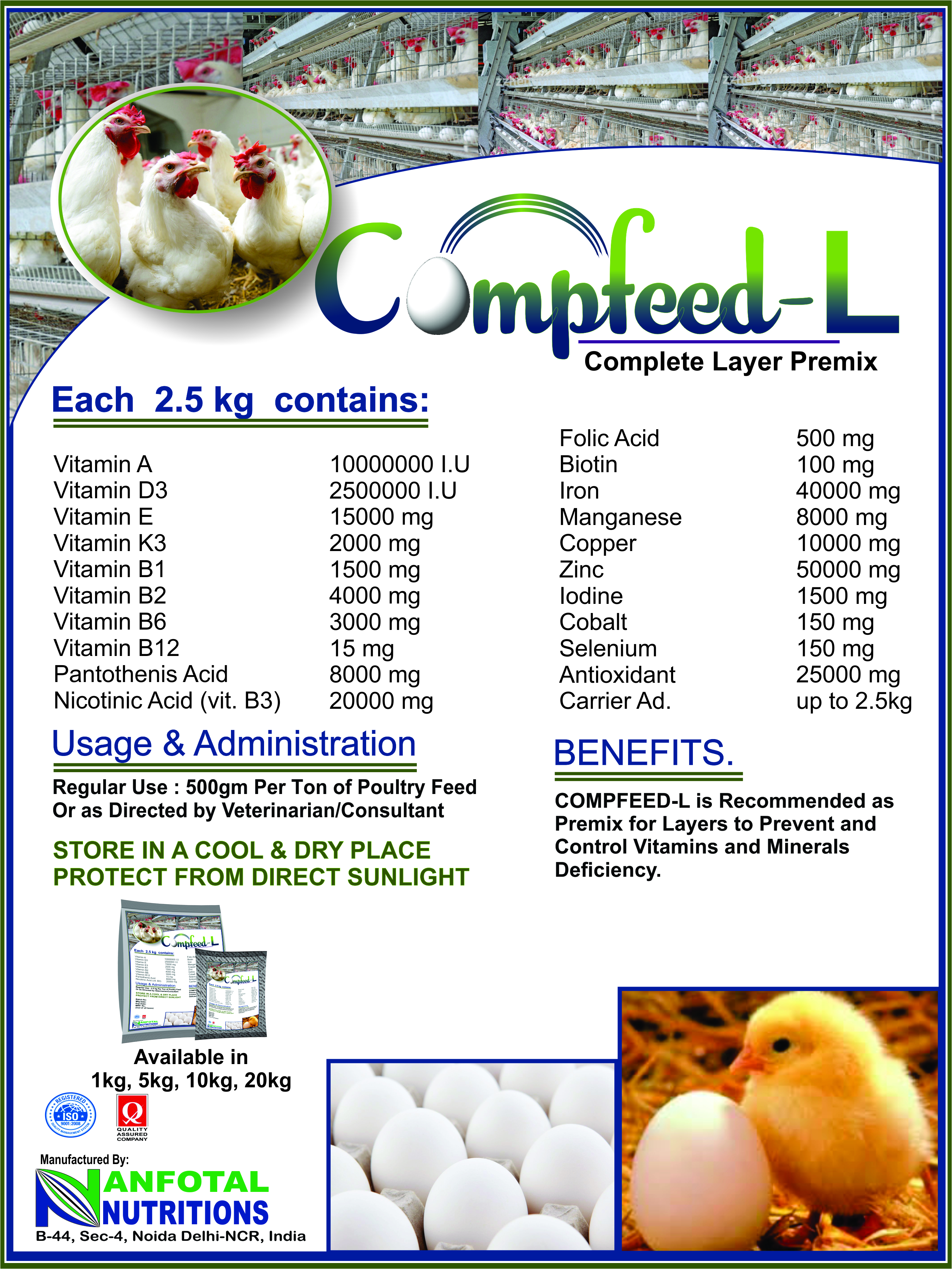 Poultry Layer Complete Layer Feed Premix (Compfeed - L)