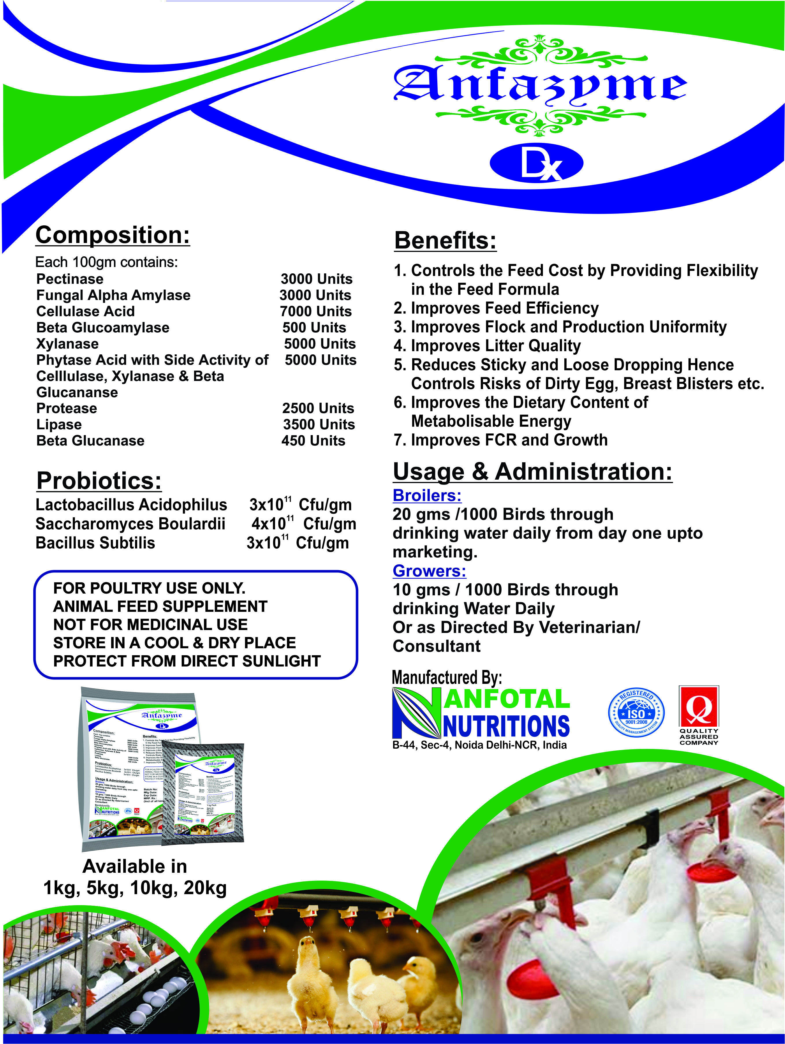 Poultry Feed Enzyme (Anfazyme Dx) Efficacy: Promote Healthy