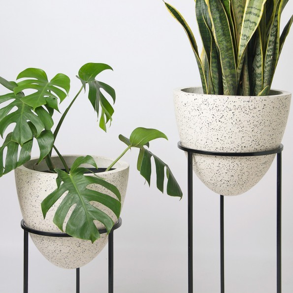 White & Brass Eden Cross Base Tabletop Planters