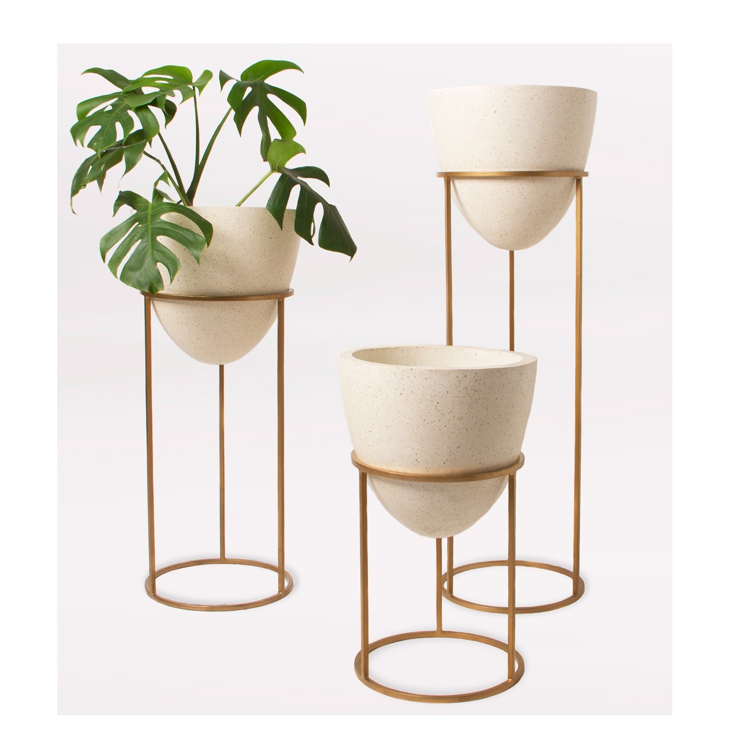 White & Brass Eden Cross Base Tabletop Planters