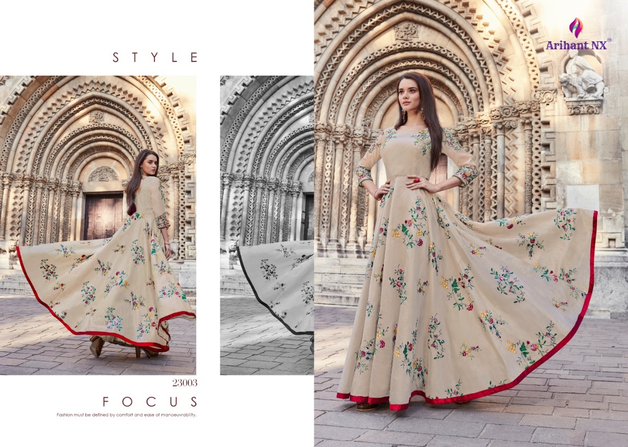 6 Colors Hand Work Printed Part Wear Gown