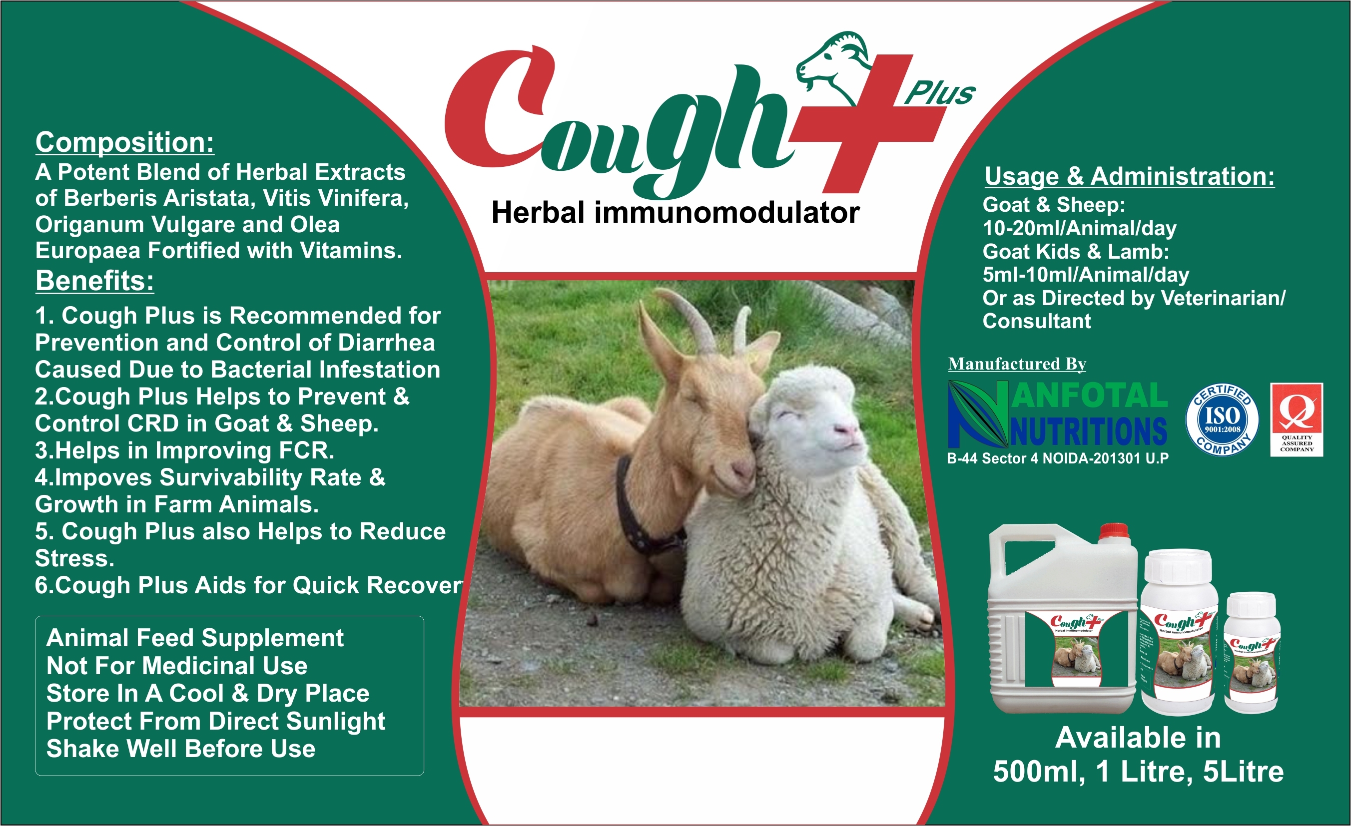 Cough Plus - Liquid Herbal Immunomodulator Supplement For Goats | Supports Health, Growth, And Stress Reduction