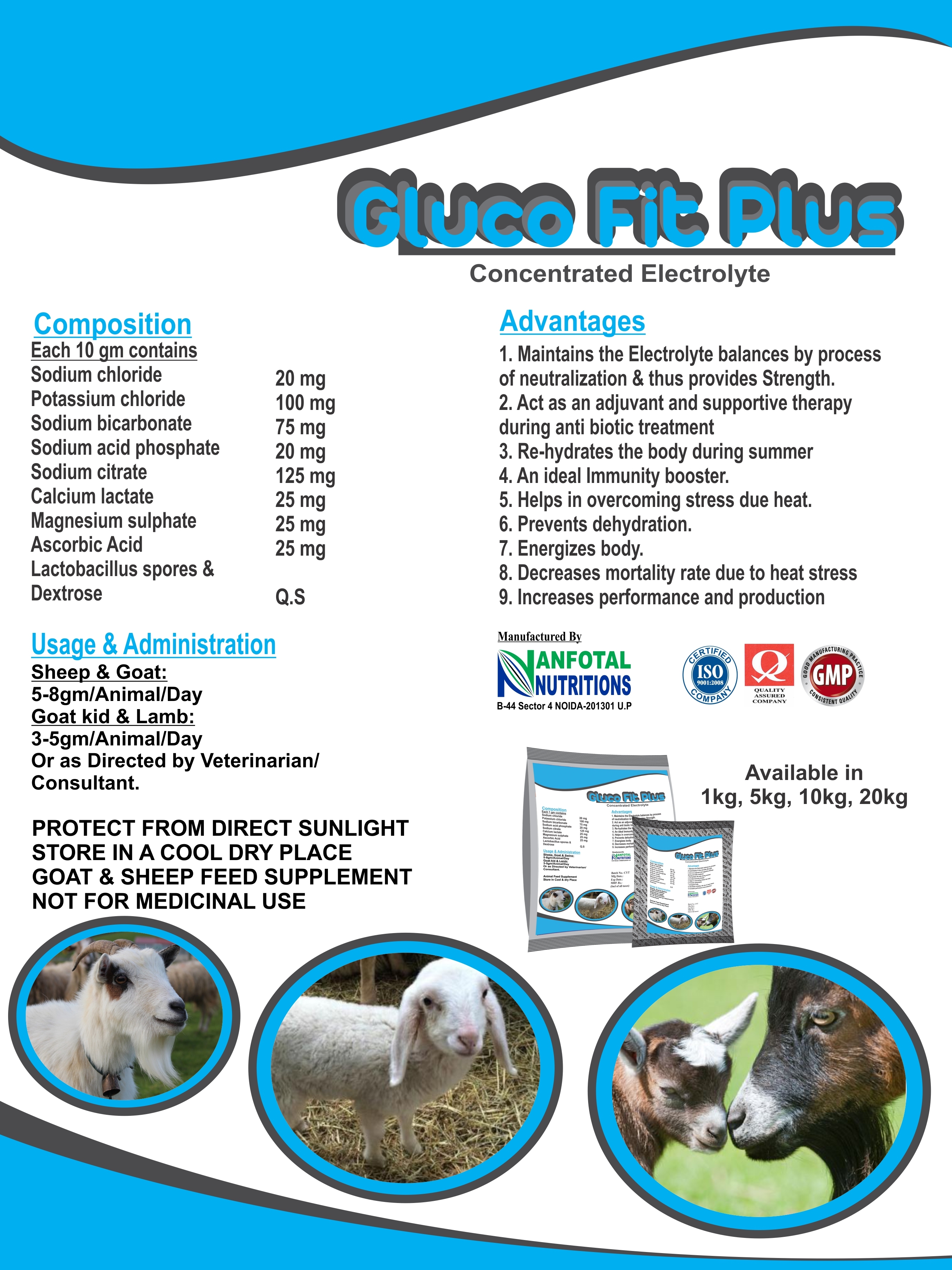 Goat & Sheep Electrolyte Supplement (Gluco Fit Plus) Shelf Life: 2 Years