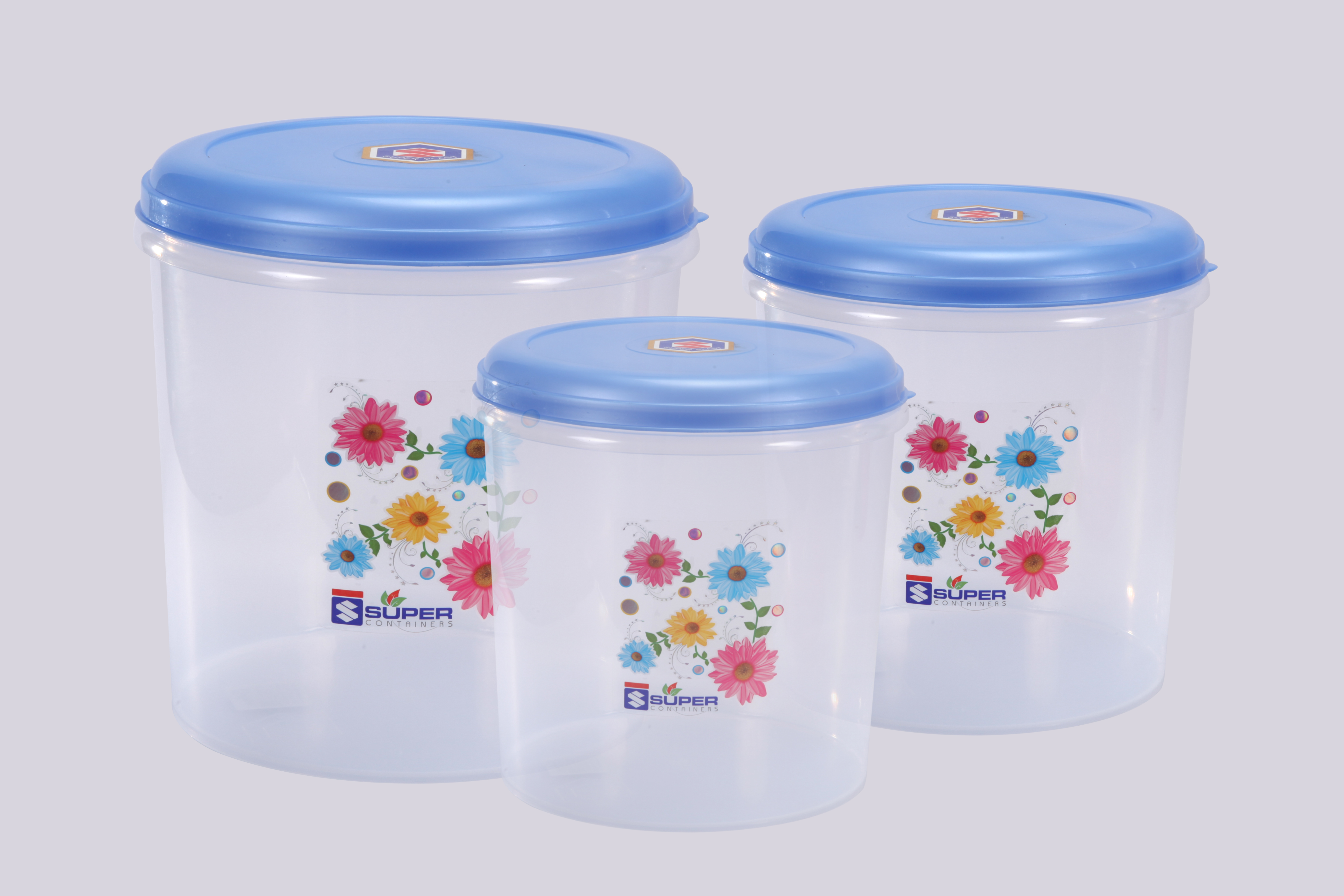 White & Blue 3ltr. Plastic Container Coral