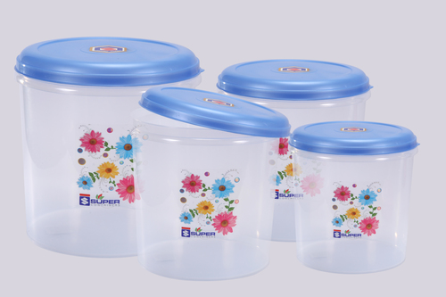 White & Blue Plastic Container C - Thru Set (3 Pcs)